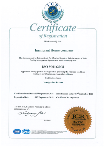 Certificate of Registration. International Cerification Registrar