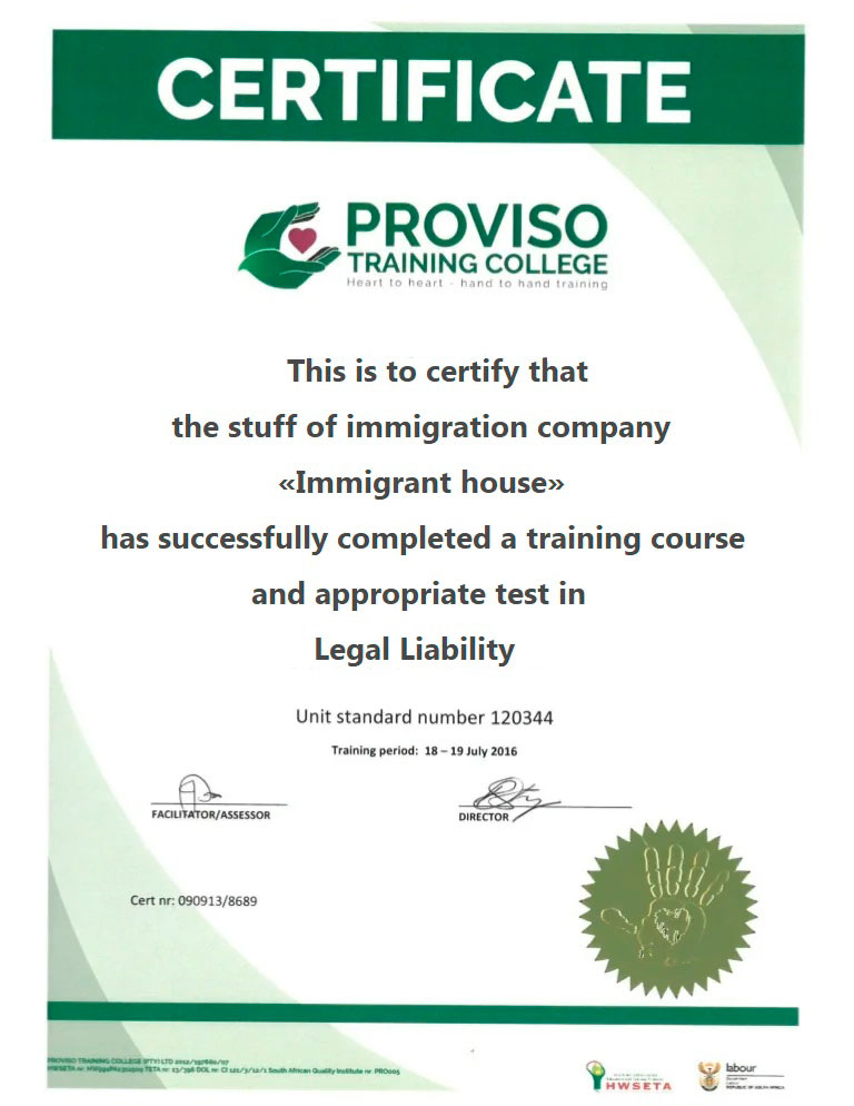 Certificate. Proviso Training College